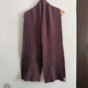 ECOLA | Burgundy Melange 100% Wool Patridge Eye Knitted Scarf Made in Portugal